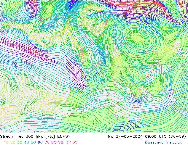 ветер 300 гПа ECMWF пн 27.05.2024 09 UTC