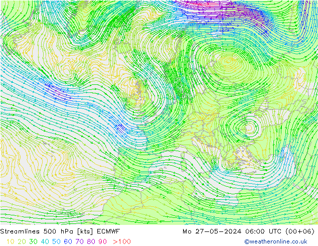 Rüzgar 500 hPa ECMWF Pzt 27.05.2024 06 UTC