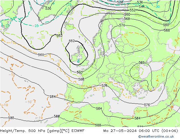 Z500/Rain (+SLP)/Z850 ECMWF  27.05.2024 06 UTC