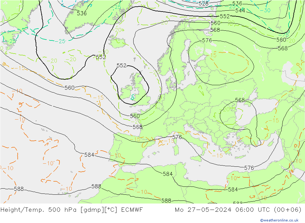 Z500/Regen(+SLP)/Z850 ECMWF ma 27.05.2024 06 UTC