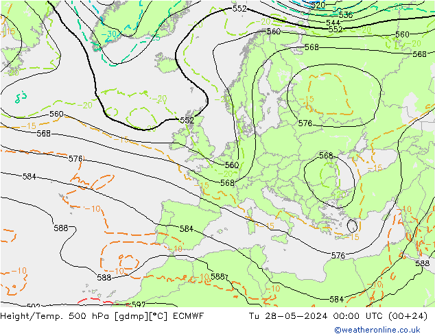 Z500/Rain (+SLP)/Z850 ECMWF вт 28.05.2024 00 UTC