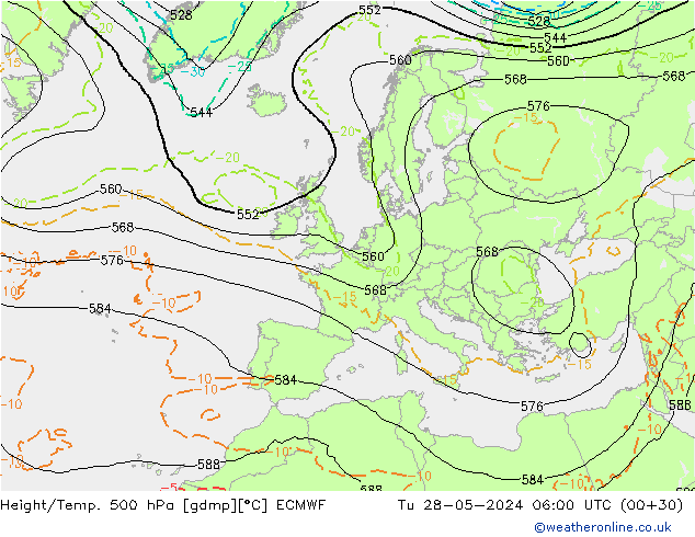 Z500/Rain (+SLP)/Z850 ECMWF mar 28.05.2024 06 UTC