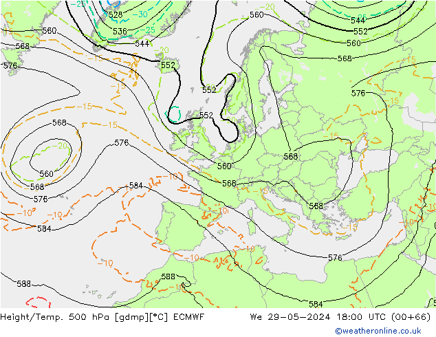 Z500/Regen(+SLP)/Z850 ECMWF wo 29.05.2024 18 UTC