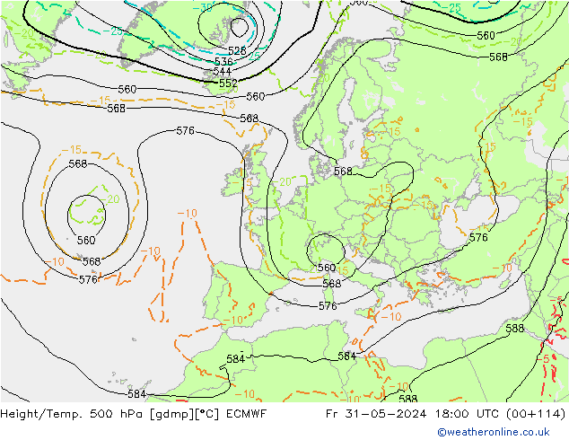 Z500/Rain (+SLP)/Z850 ECMWF ven 31.05.2024 18 UTC