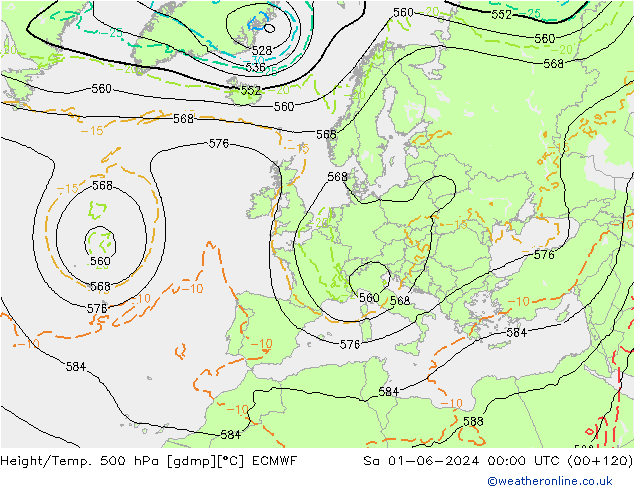 Z500/Rain (+SLP)/Z850 ECMWF Sa 01.06.2024 00 UTC