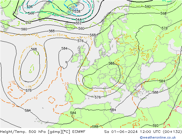 Z500/Rain (+SLP)/Z850 ECMWF sam 01.06.2024 12 UTC