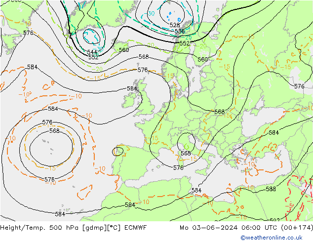 Z500/Rain (+SLP)/Z850 ECMWF Po 03.06.2024 06 UTC