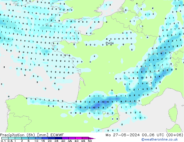 Z500/Rain (+SLP)/Z850 ECMWF пн 27.05.2024 06 UTC