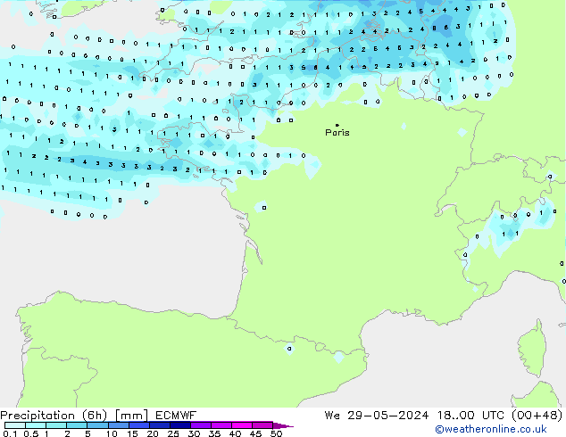 Z500/Rain (+SLP)/Z850 ECMWF We 29.05.2024 00 UTC