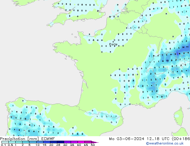 Precipitation ECMWF Mo 03.06.2024 18 UTC
