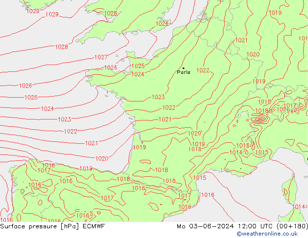 Yer basıncı ECMWF Pzt 03.06.2024 12 UTC