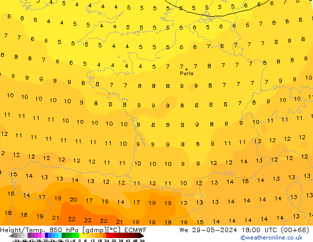 Z500/Rain (+SLP)/Z850 ECMWF We 29.05.2024 18 UTC