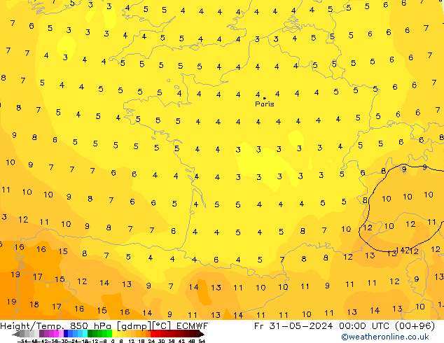 Z500/Yağmur (+YB)/Z850 ECMWF Cu 31.05.2024 00 UTC