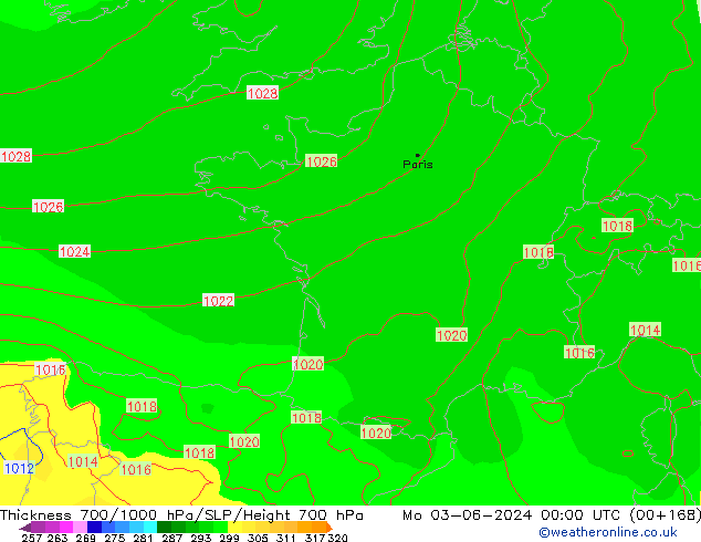 Thck 700-1000 hPa ECMWF Po 03.06.2024 00 UTC