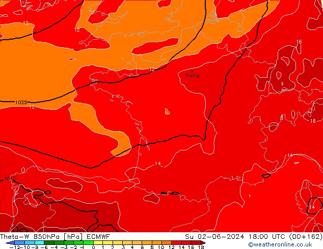 Theta-W 850hPa ECMWF Ne 02.06.2024 18 UTC