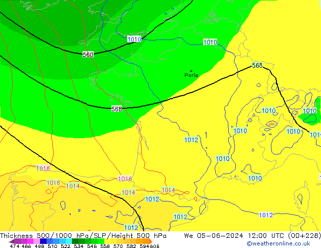 Thck 500-1000hPa ECMWF mer 05.06.2024 12 UTC