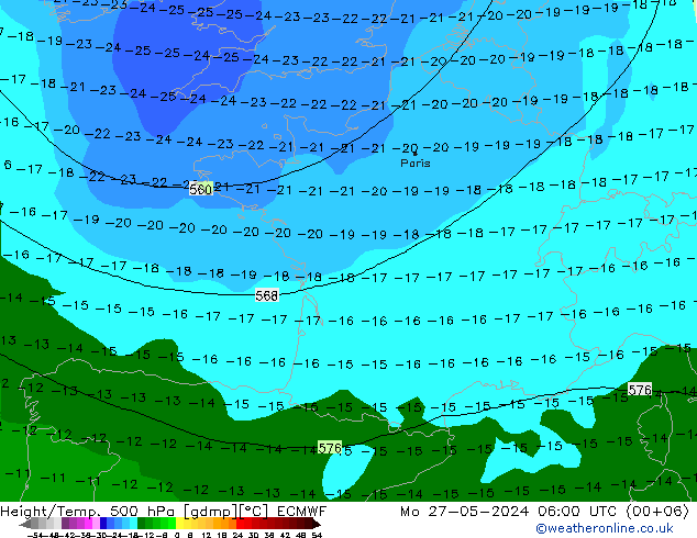 Z500/Rain (+SLP)/Z850 ECMWF пн 27.05.2024 06 UTC