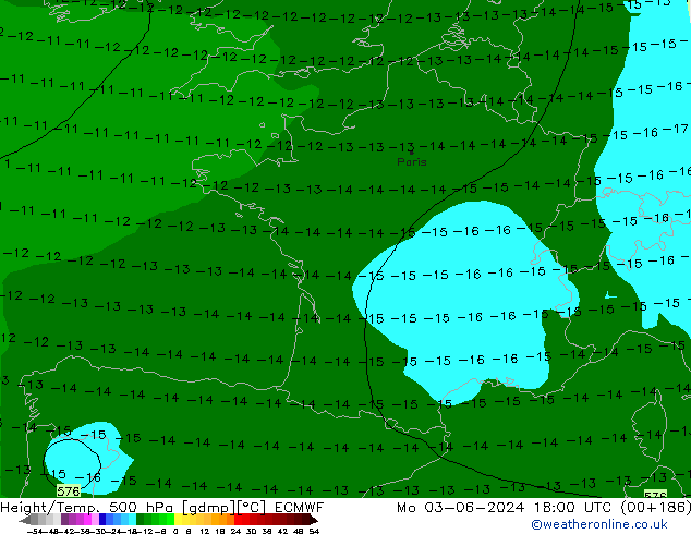 Z500/Rain (+SLP)/Z850 ECMWF Po 03.06.2024 18 UTC