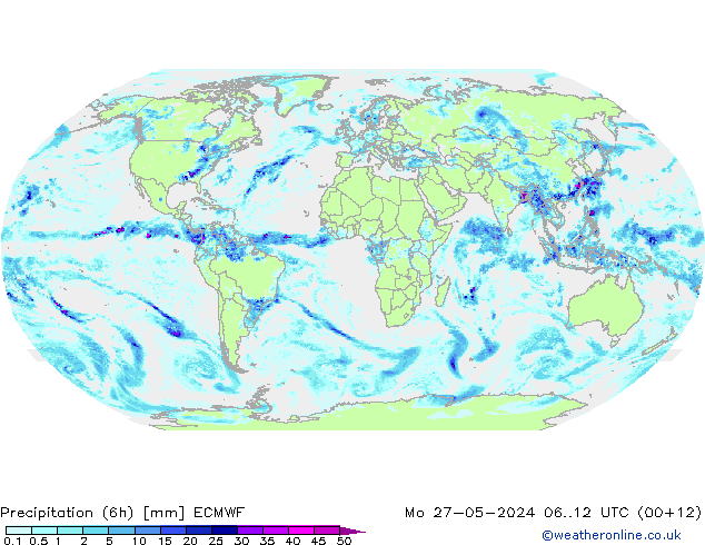 Z500/Rain (+SLP)/Z850 ECMWF pon. 27.05.2024 12 UTC