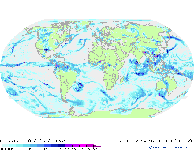 Precipitation (6h) ECMWF Th 30.05.2024 00 UTC