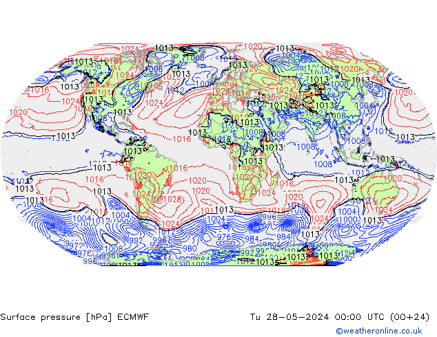 Yer basıncı ECMWF Sa 28.05.2024 00 UTC