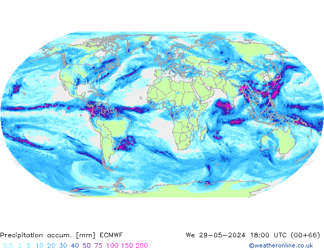 Precipitation accum. ECMWF We 29.05.2024 18 UTC