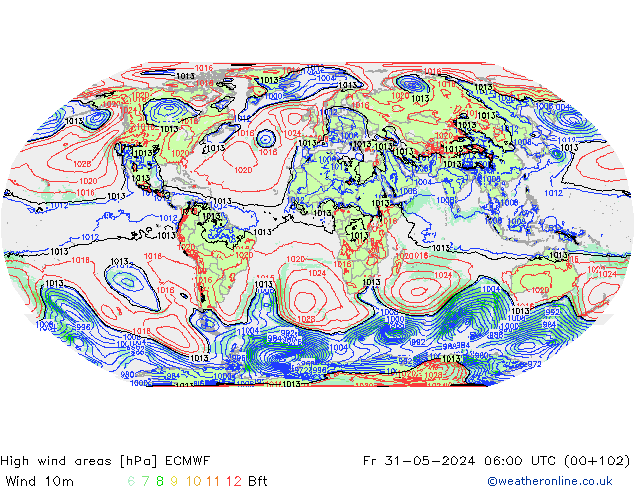 High wind areas ECMWF Fr 31.05.2024 06 UTC
