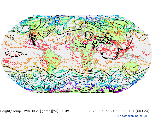 Z500/Rain (+SLP)/Z850 ECMWF Út 28.05.2024 00 UTC