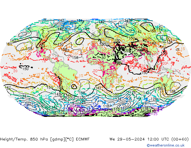 Z500/Rain (+SLP)/Z850 ECMWF  29.05.2024 12 UTC