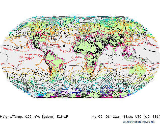 Height/Temp. 925 hPa ECMWF Seg 03.06.2024 18 UTC