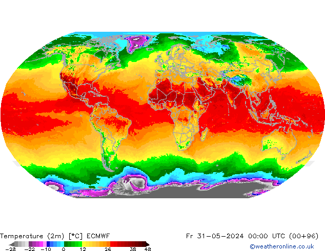 Temperature (2m) ECMWF Fr 31.05.2024 00 UTC