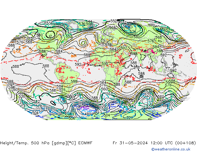 Height/Temp. 500 hPa ECMWF  31.05.2024 12 UTC