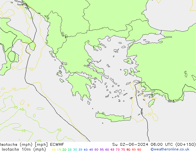 Isotachs (mph) ECMWF  02.06.2024 06 UTC