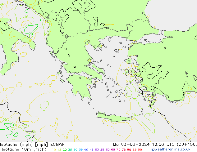 Eşrüzgar Hızları mph ECMWF Pzt 03.06.2024 12 UTC