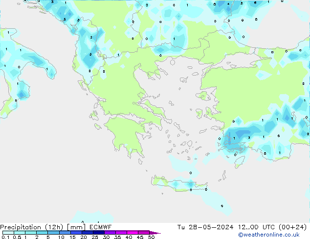 Precipitation (12h) ECMWF Tu 28.05.2024 00 UTC