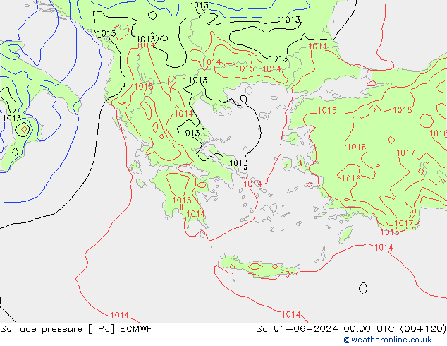 pressão do solo ECMWF Sáb 01.06.2024 00 UTC