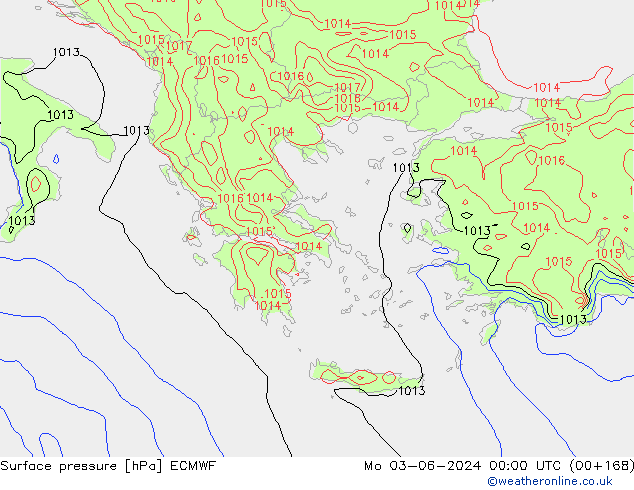 Yer basıncı ECMWF Pzt 03.06.2024 00 UTC