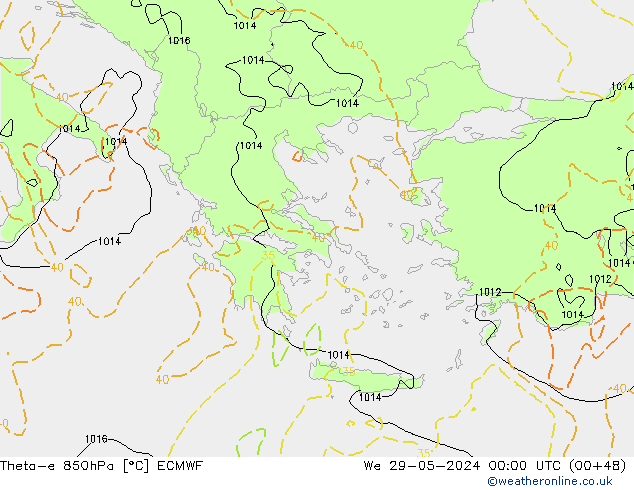 Theta-e 850гПа ECMWF ср 29.05.2024 00 UTC