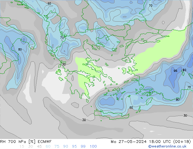 RH 700 hPa ECMWF  27.05.2024 18 UTC