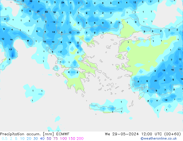 Précipitation accum. ECMWF mer 29.05.2024 12 UTC