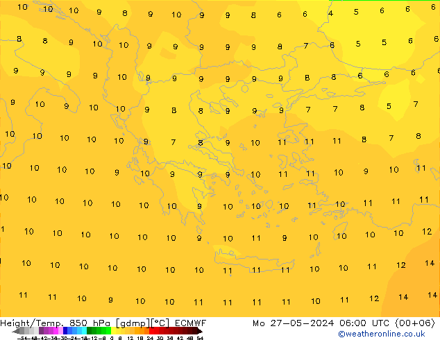 Z500/Rain (+SLP)/Z850 ECMWF Mo 27.05.2024 06 UTC