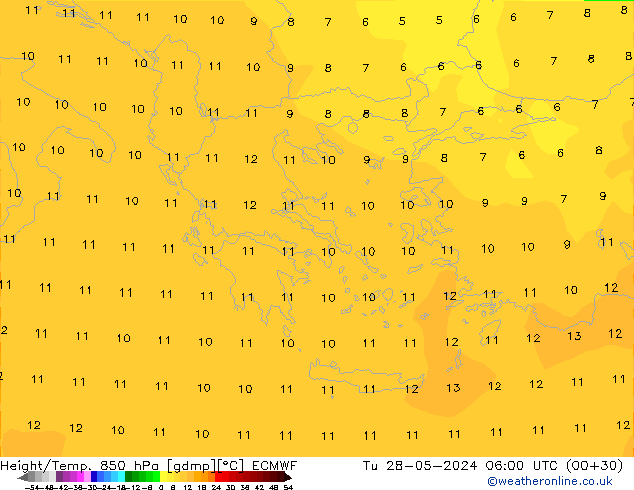 Z500/Yağmur (+YB)/Z850 ECMWF Sa 28.05.2024 06 UTC