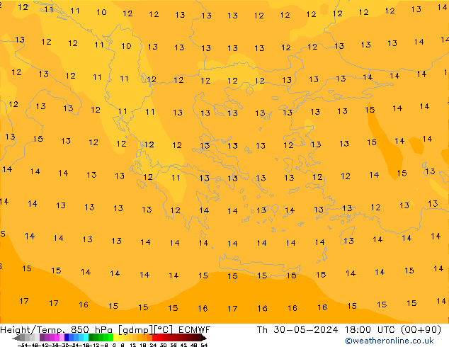 Z500/Rain (+SLP)/Z850 ECMWF Čt 30.05.2024 18 UTC