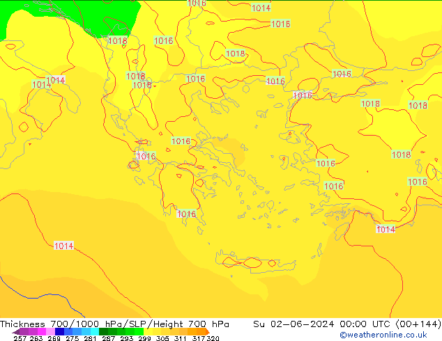 Thck 700-1000 hPa ECMWF Su 02.06.2024 00 UTC