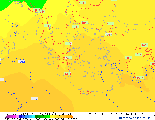 700-1000 hPa Kalınlığı ECMWF Pzt 03.06.2024 06 UTC