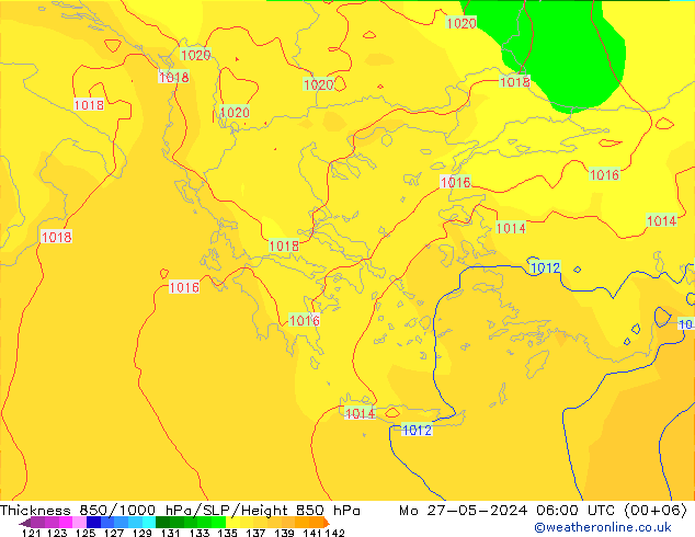 Schichtdicke 850-1000 hPa ECMWF Mo 27.05.2024 06 UTC