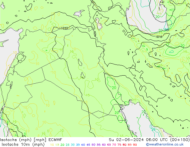 Isotachs (mph) ECMWF dim 02.06.2024 06 UTC