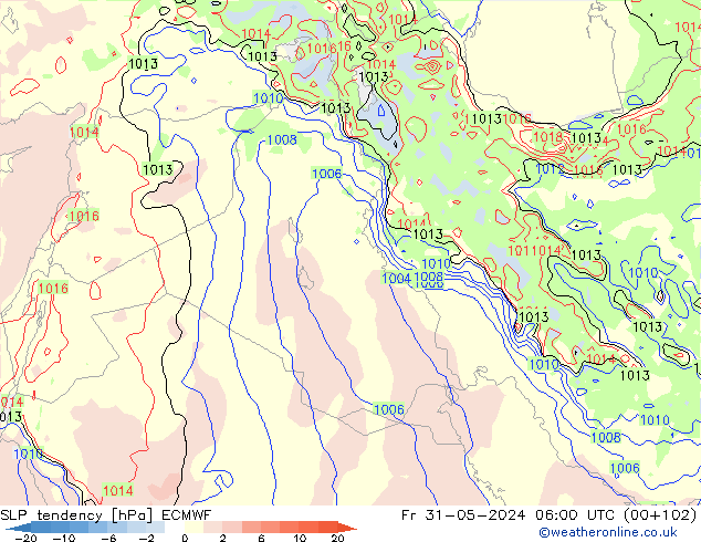 Tendenza di Pressione ECMWF ven 31.05.2024 06 UTC