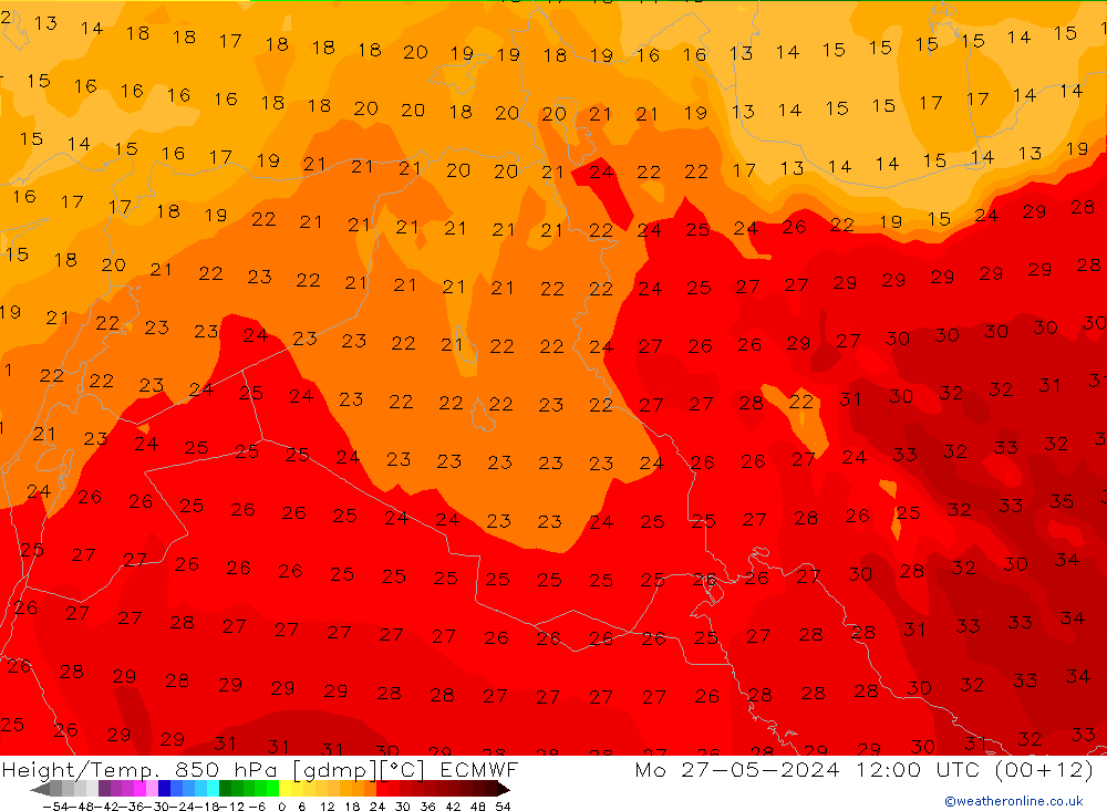 Z500/Rain (+SLP)/Z850 ECMWF lun 27.05.2024 12 UTC