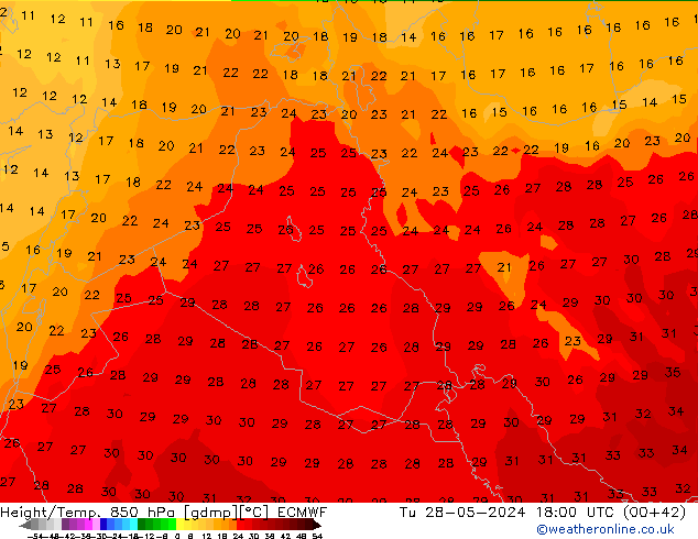 Z500/Rain (+SLP)/Z850 ECMWF mar 28.05.2024 18 UTC